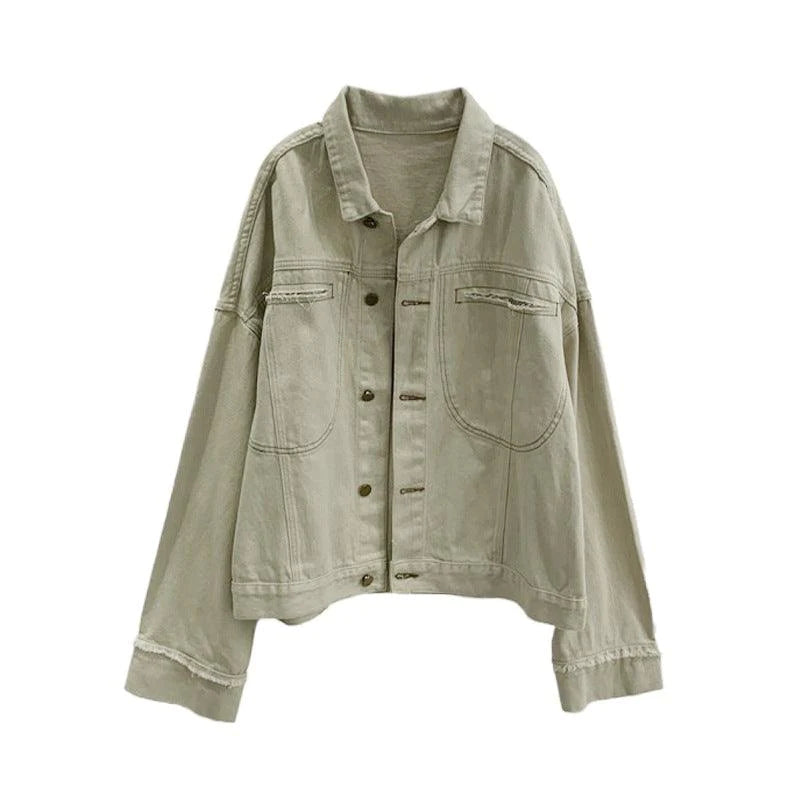 Western beige denim short coat women - melvincucci