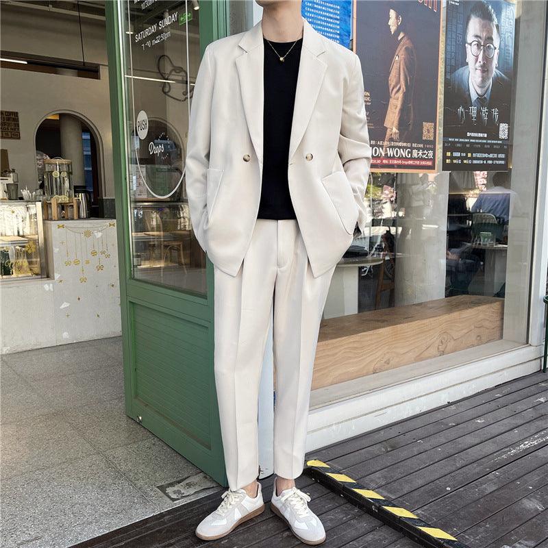 White Rascal Casual Suit Men''S Trend Loose Light Mature Suit Men''S Net Infrared Set Summer Thin - melvincucci