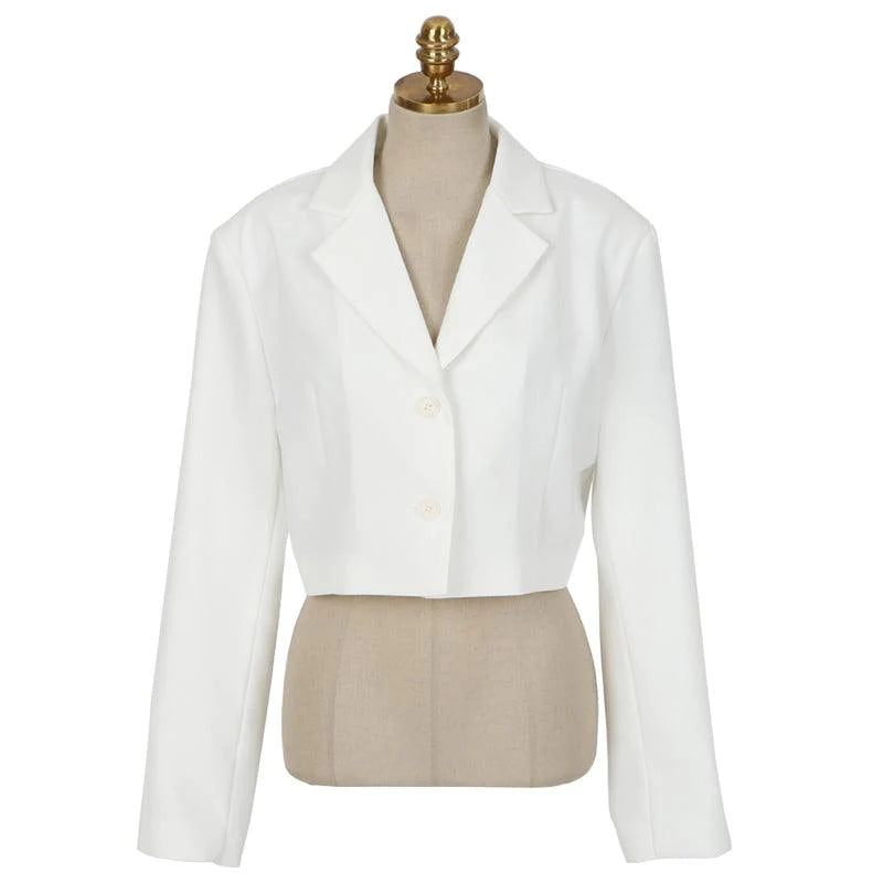White suit short coat wide leg pants suit - melvincucci