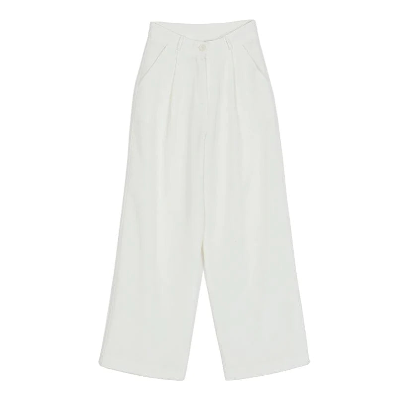 White suit short coat wide leg pants suit - melvincucci
