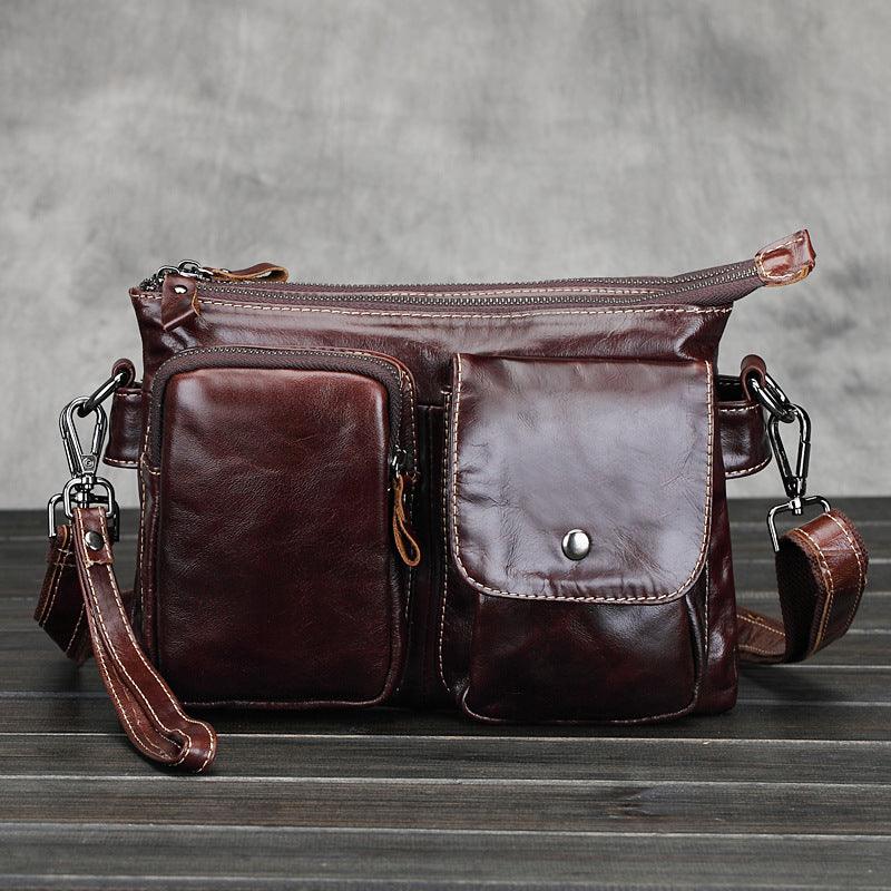 Wholesale manufacturers Leather Men's casual bag bag leather men singles diagonal briefcase - melvincucci