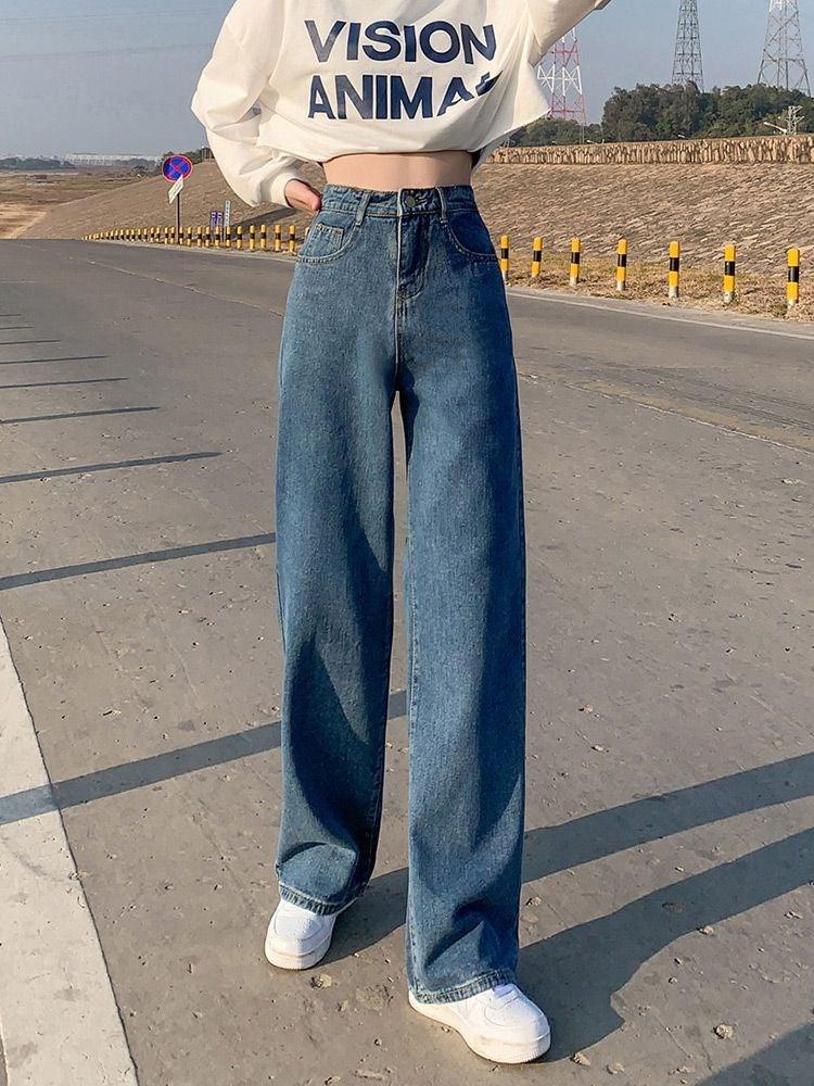 Wide Leg Jeans For Women Bottom Baggy Denim Pants Trousers - melvincucci