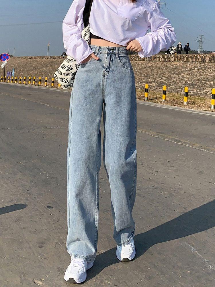Wide Leg Jeans For Women Bottom Baggy Denim Pants Trousers - melvincucci
