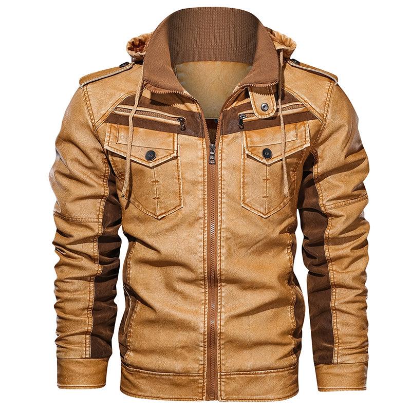 Winter And Autumn Men PU Jacket Pocket Fit Leather Coats Motorcycle Slim Male Jacket - melvincucci
