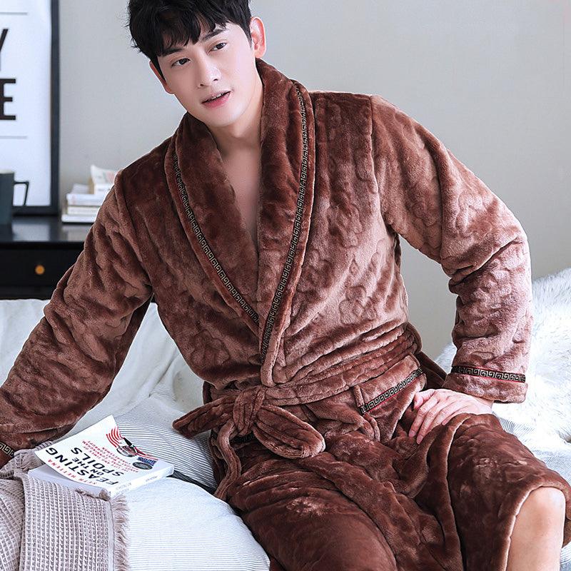 Winter Bathrobe Coral Fleece Couple Pajamas - melvincucci