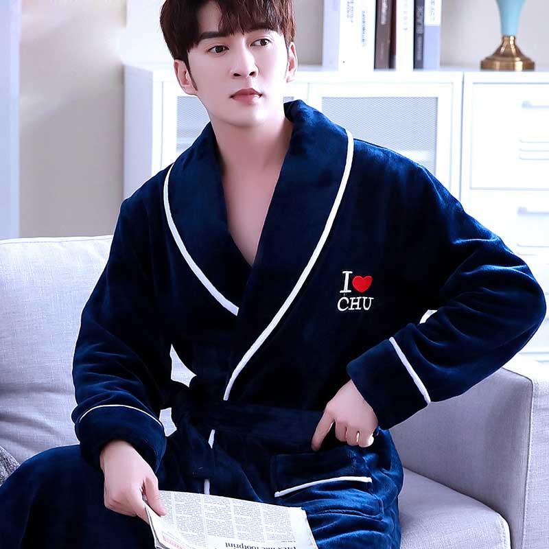Winter Bathrobe Coral Fleece Couple Pajamas - melvincucci