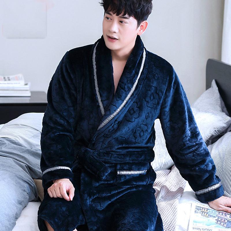 Winter Bathrobe Coral Fleece Couple Pajamas - melvincucci