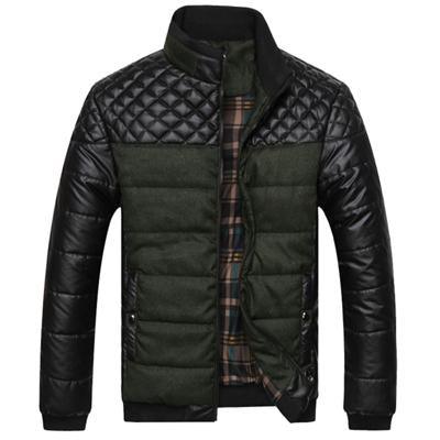 Winter Fashion Men's Jackets and Coats Outerwear 4XL PU Patchwork Stitching Self-cultivation Collar - melvincucci