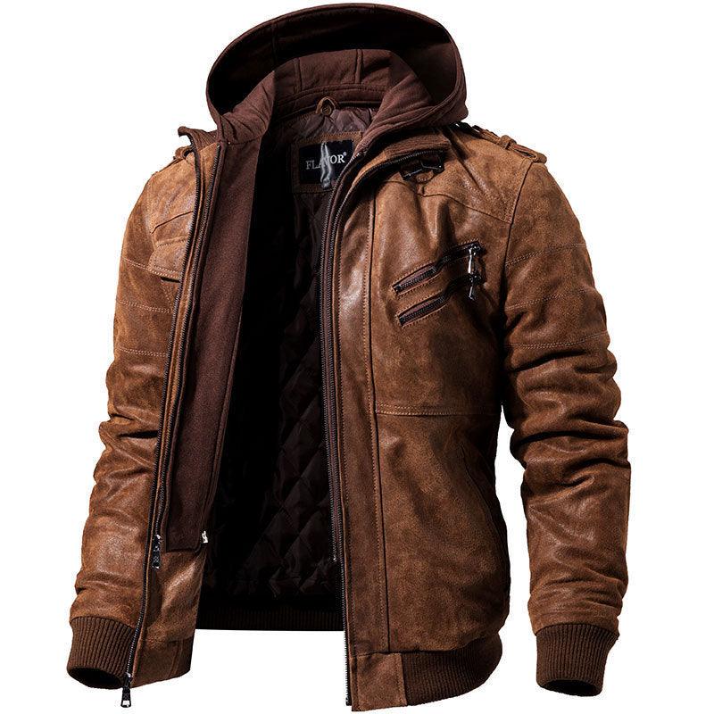 Winter Fashion Motorcycle Leather Jacket Men Slim Fit Oblique Zipper PU Jackets Autumn Mens Leather Biker Coats Warm Streetwear - melvincucci