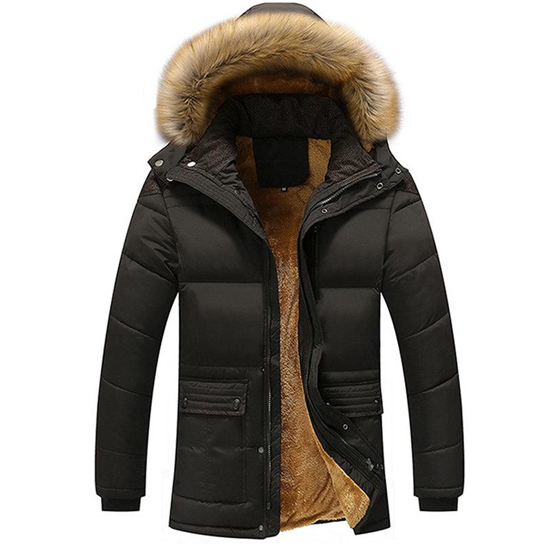 Winter Fur Hooded Men Jacket Thick Warm Parka Men Coats Windproof Solid Pockets - melvincucci