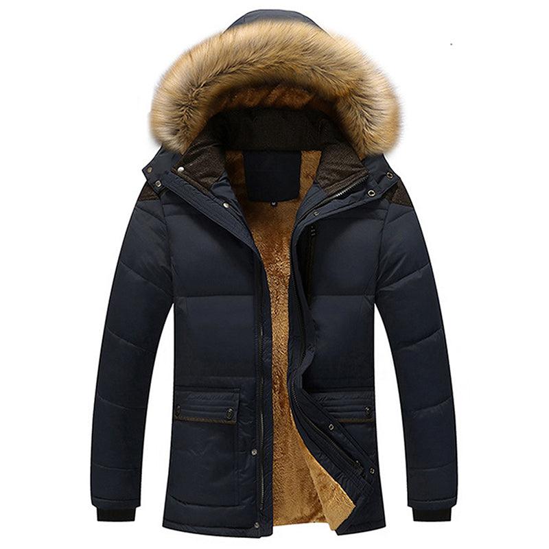 Winter Fur Hooded Men Jacket Thick Warm Parka Men Coats Windproof Solid Pockets - melvincucci