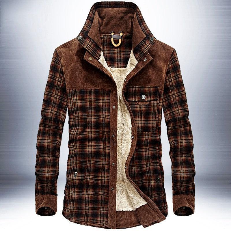 Winter Jacket Men Thicken Warm Fleece Jackets Coats Pure Cotton Plaid Jacket Military Clothes - melvincucci
