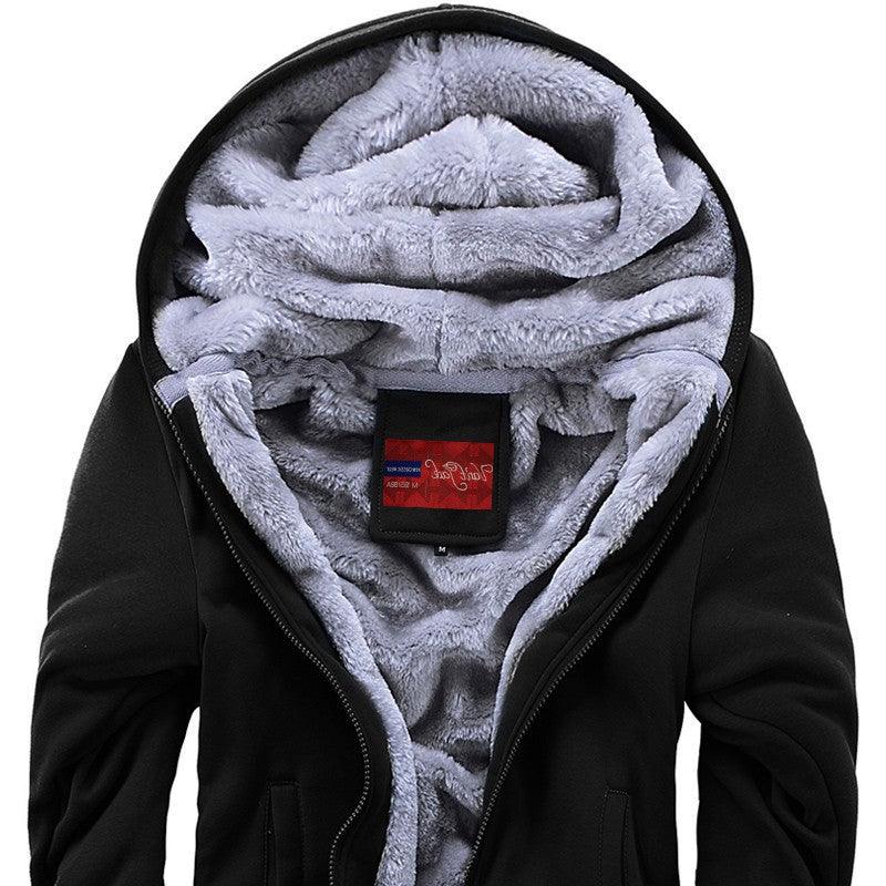 winter men hoodies add wool jacket hooded coat men - melvincucci