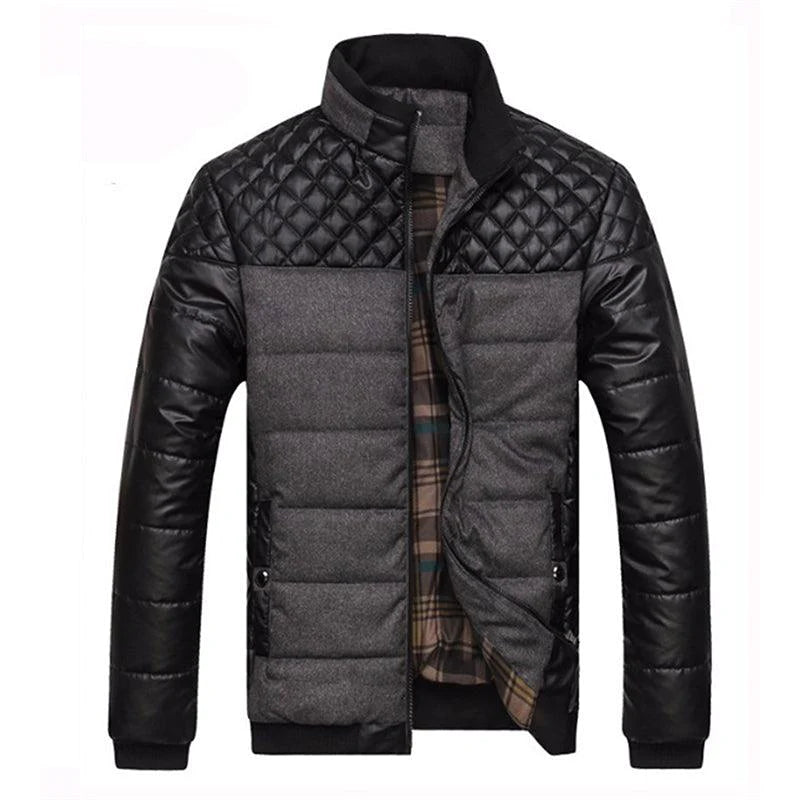 Winter Men Jacket and Coats PU Patchwork Designer Jackets - melvincucci