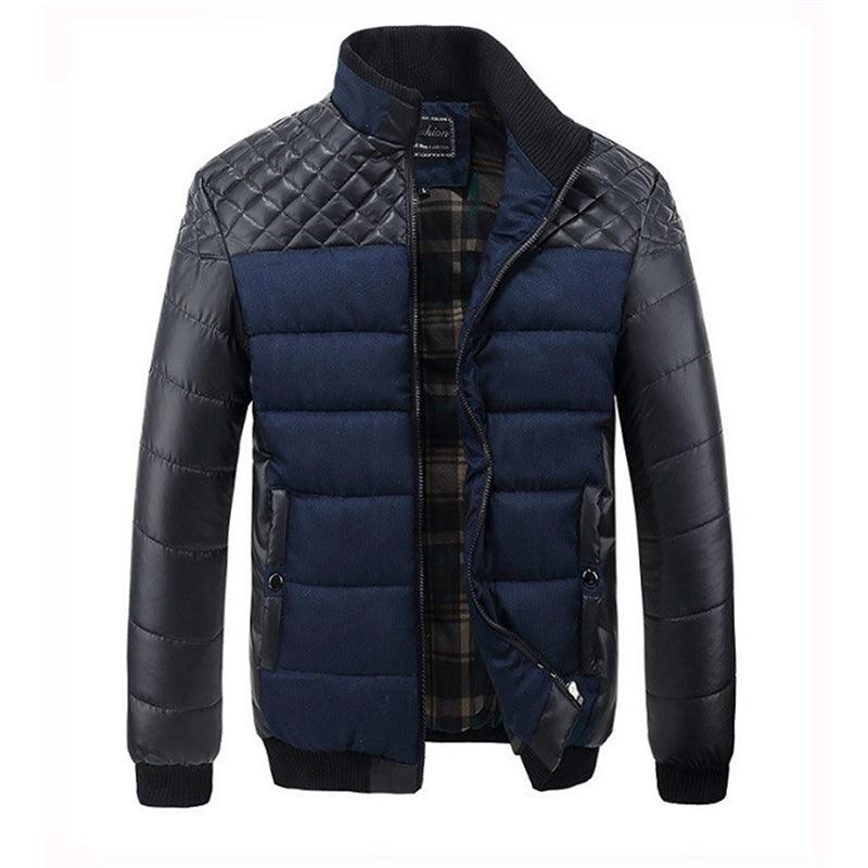 Winter Men Jacket and Coats PU Patchwork Designer Jackets - melvincucci