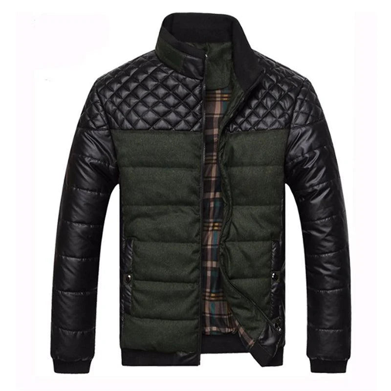 Winter Men Jacket and Coats PU Patchwork Designer Jackets - melvincucci