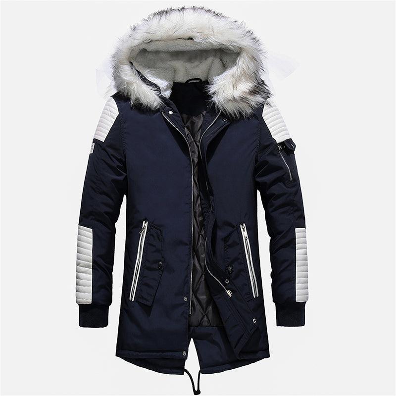 Winter Men Jacket Fur Hooded Collar Thick Warm Parka Men Coats Long Length Outwear - melvincucci