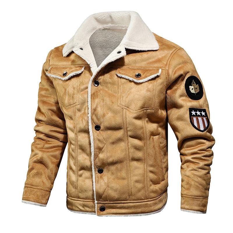 Winter Men Turn-down Collar Leather Jacket Outwear Warm Pilot Coats Windbreak - melvincucci