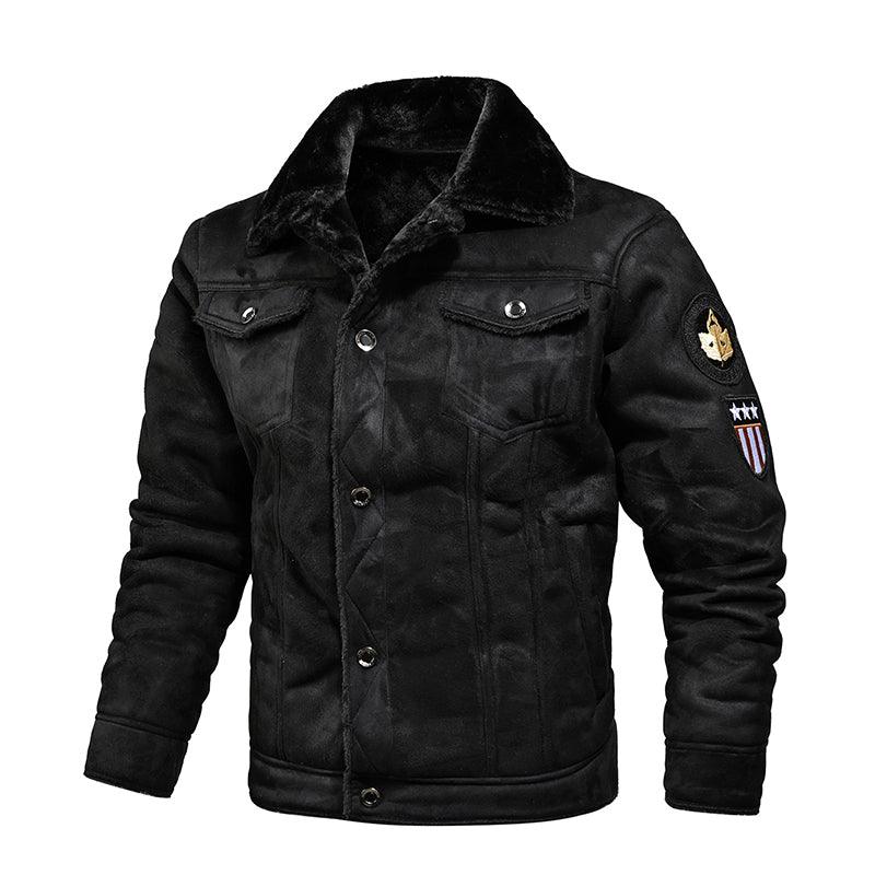 Winter Men Turn-down Collar Leather Jacket Outwear Warm Pilot Coats Windbreak - melvincucci