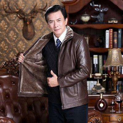 Winter Middle Aged Men PU Wallet Jacket - melvincucci