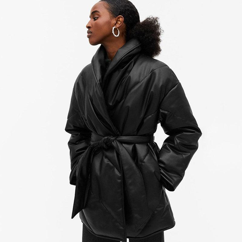 Winter Parkas For Women Loose Leather Coats Ladies Jackets - melvincucci