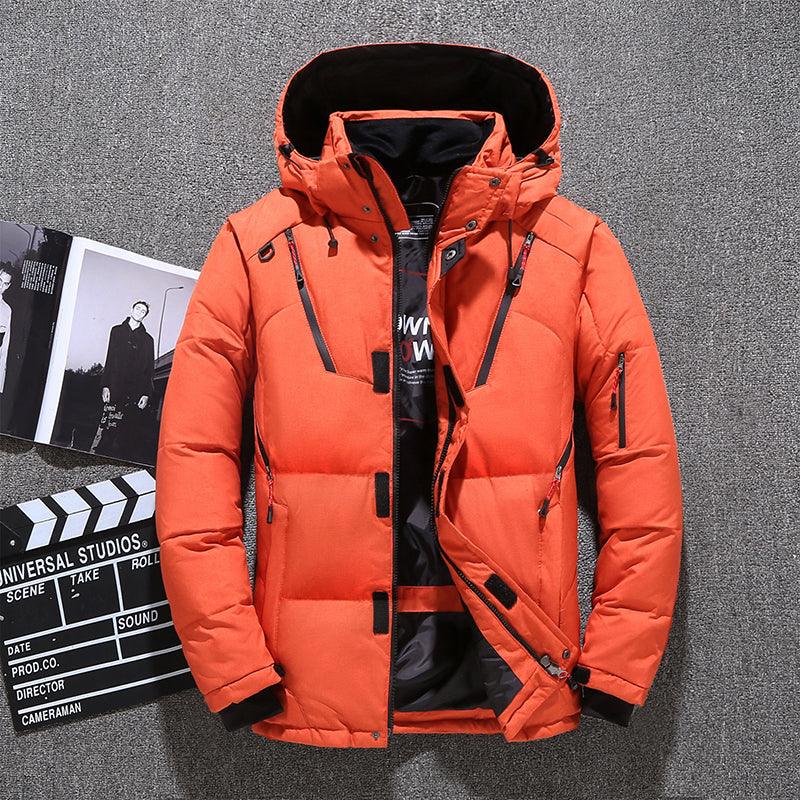Winter Thick Men Jacket Solid Hooded Coats Hat Detachable Jacket - melvincucci