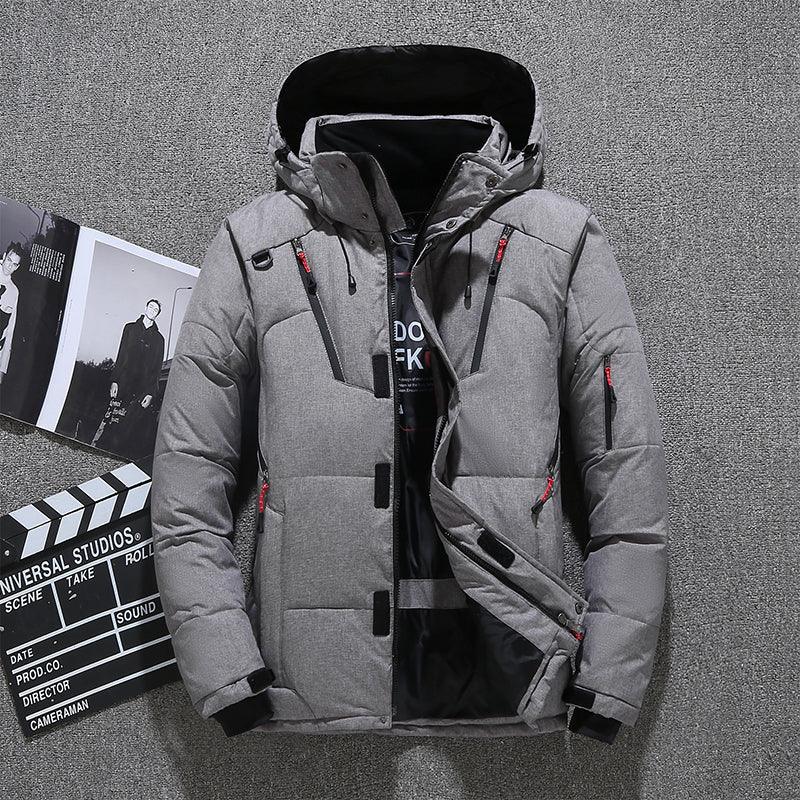 Winter Thick Men Jacket Solid Hooded Coats Hat Detachable Jacket - melvincucci