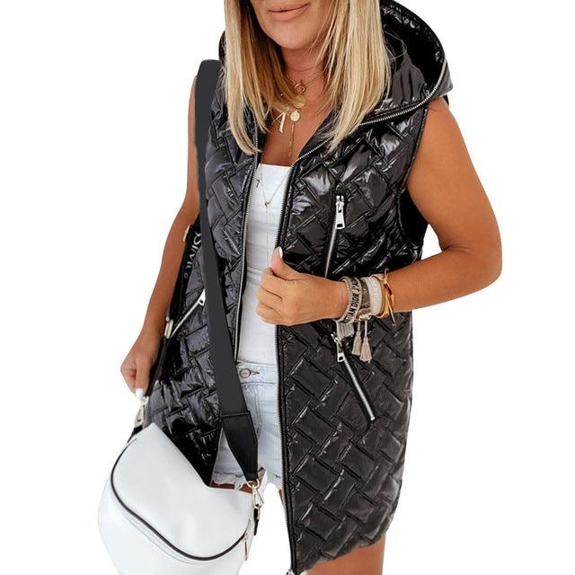 Winter Warm Vest Jackets Solid Colour Long Hoodies Coats - melvincucci
