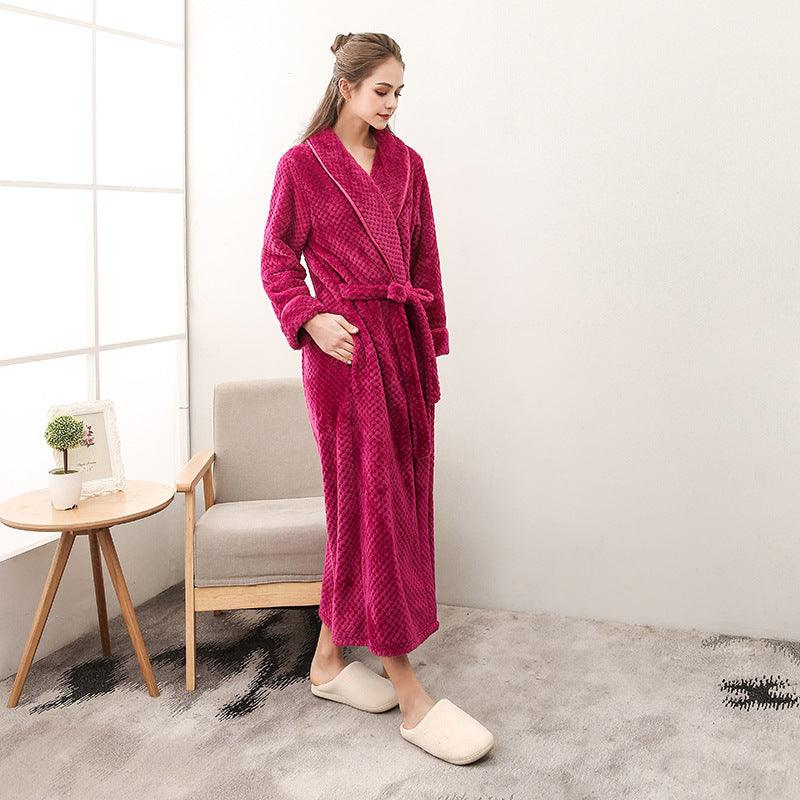 Winter Women Night Gown Couple Robe Men Bathrobe - melvincucci