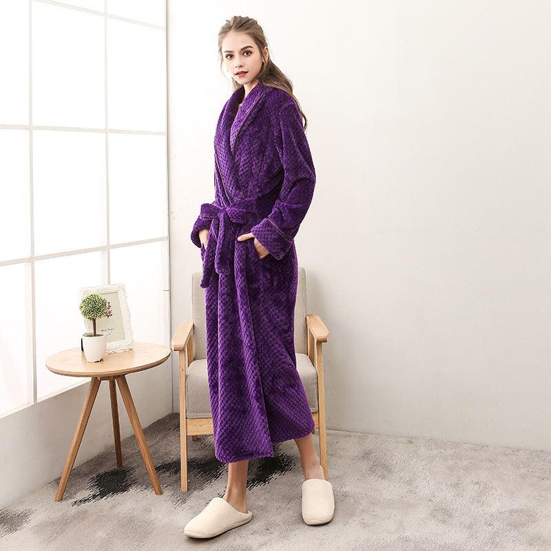 Winter Women Night Gown Couple Robe Men Bathrobe - melvincucci