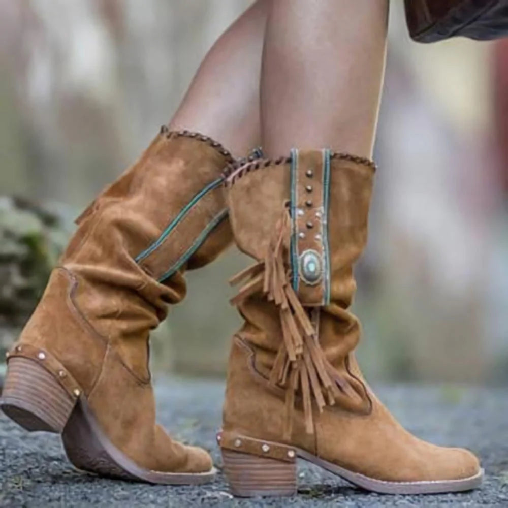 Woman Square Heel Shoe Booties - melvincucci