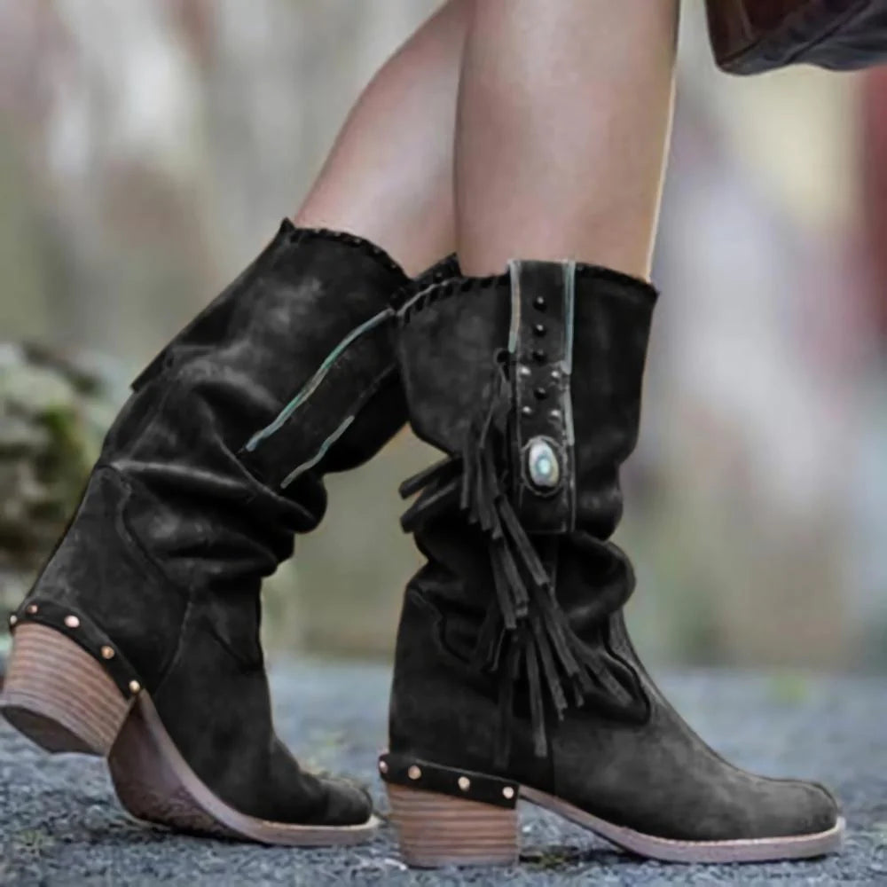 Woman Square Heel Shoe Booties - melvincucci
