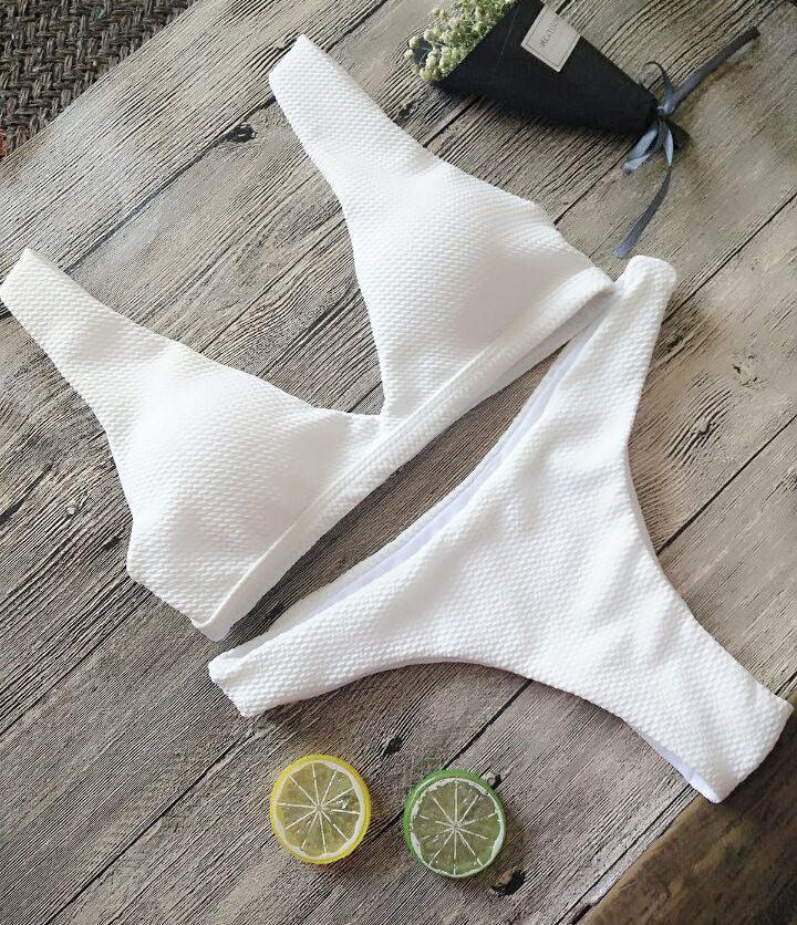 Women Bikini Set Swimwear Padded solid Bathing Beachwear - melvincucci
