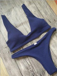 Women Bikini Set Swimwear Padded solid Bathing Beachwear - melvincucci