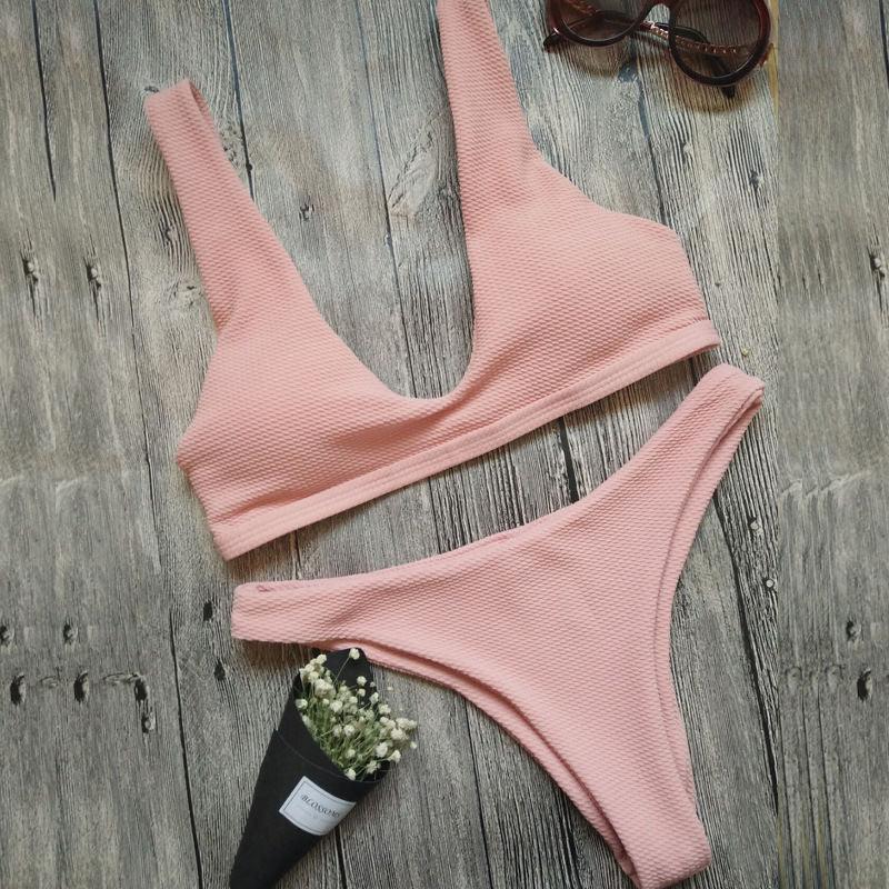 Women Bikini Set Swimwear Padded solid Bathing Beachwear - melvincucci