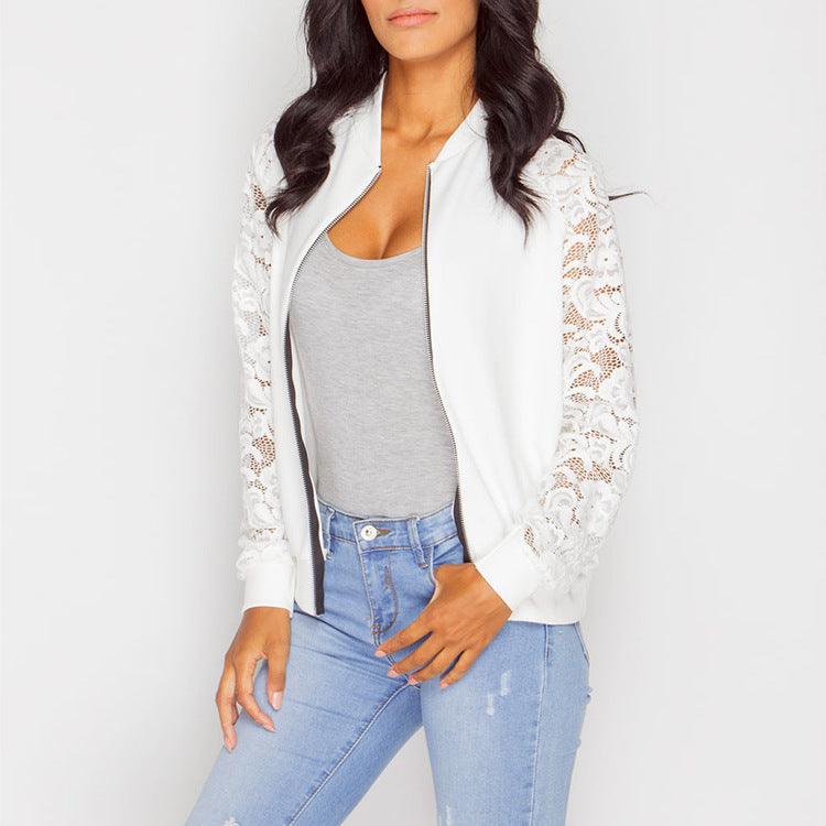Women Bomber Jacket With Lace - melvincucci