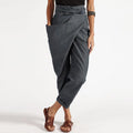 Women Casual Loose High Waisted Lace Up Solid One Side Pocket Comfort Pant - melvincucci