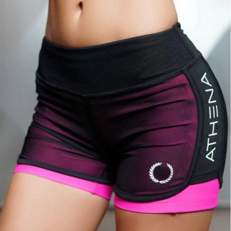 Women Casual Short for Workout -  Fake Two Sports Shorts Style. - melvincucci