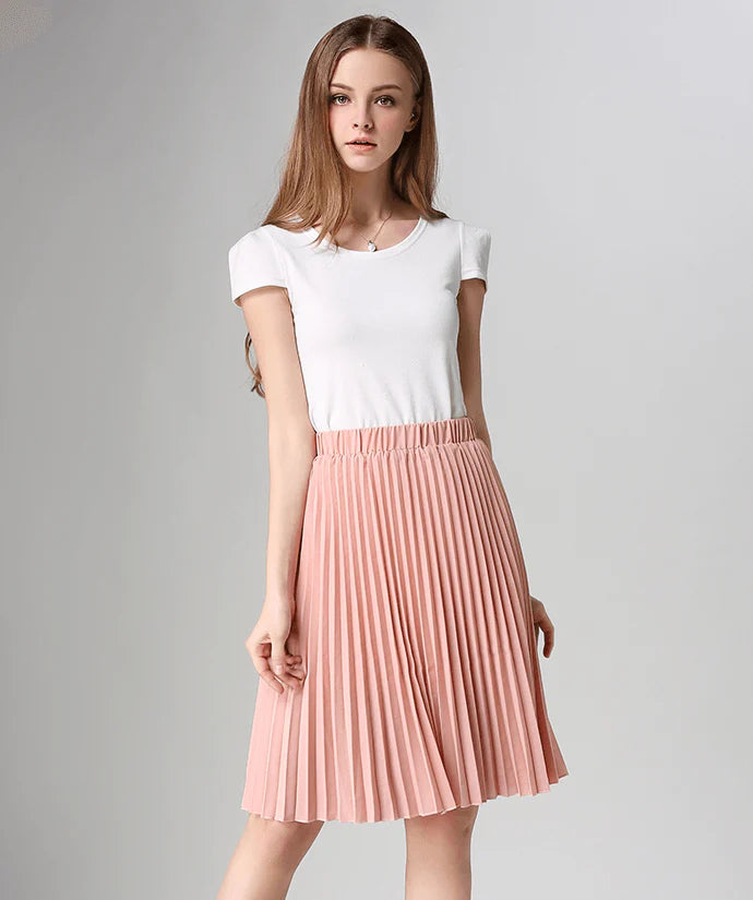 Women Chiffon Pleated Vintage High Waist Skirt - melvincucci
