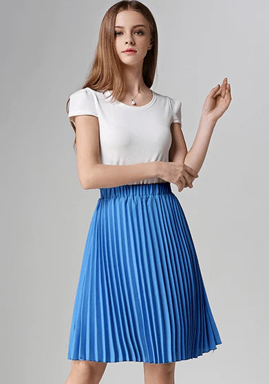 Women Chiffon Pleated Vintage High Waist Skirt - melvincucci