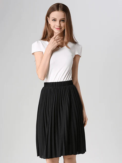 Women Chiffon Pleated Vintage High Waist Skirt - melvincucci