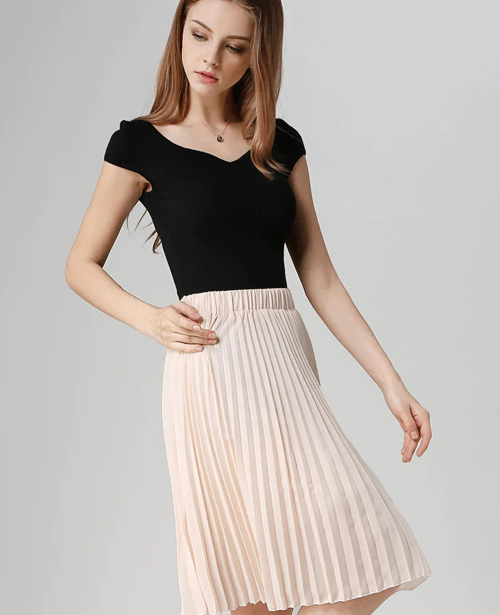 Women Chiffon Pleated Vintage High Waist Skirt - melvincucci