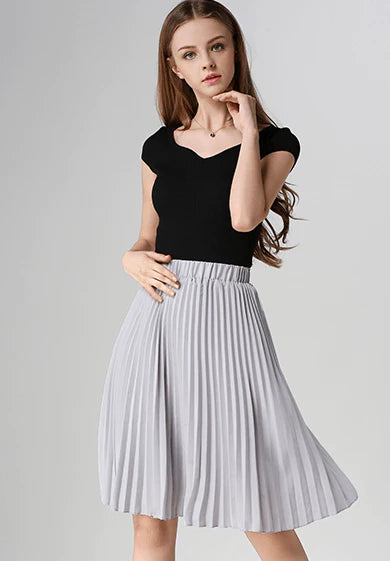Women Chiffon Pleated Vintage High Waist Skirt - melvincucci