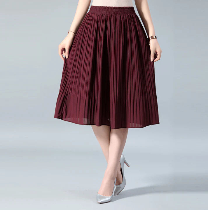 Women Chiffon Skirt Summer Pleated Midi Skirt - melvincucci