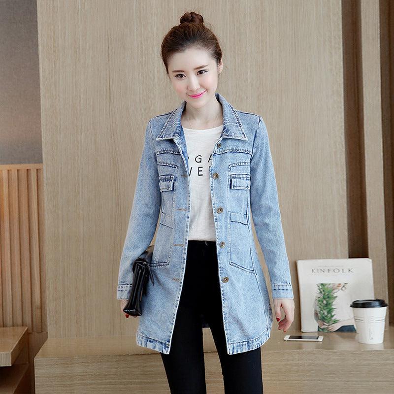 Women Denim Jacket Slim Mid Length - melvincucci