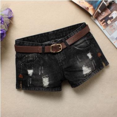 Women Denim Shorts Mini Rivet Holes Jeans Low Waist - melvincucci