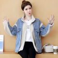 Women Denim Stitching Lamb Wool Coat Autumn And Winter - melvincucci