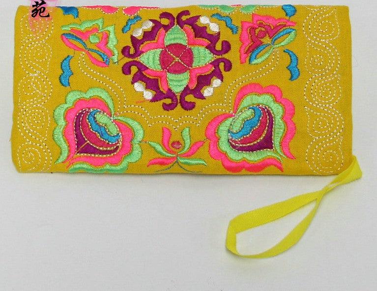 Women Ethnic Handmade Embroidered Wristlet Clutch Bag Vintage Purse Wallet - melvincucci