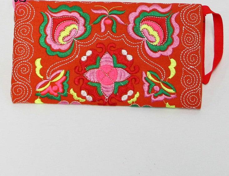 Women Ethnic Handmade Embroidered Wristlet Clutch Bag Vintage Purse Wallet - melvincucci