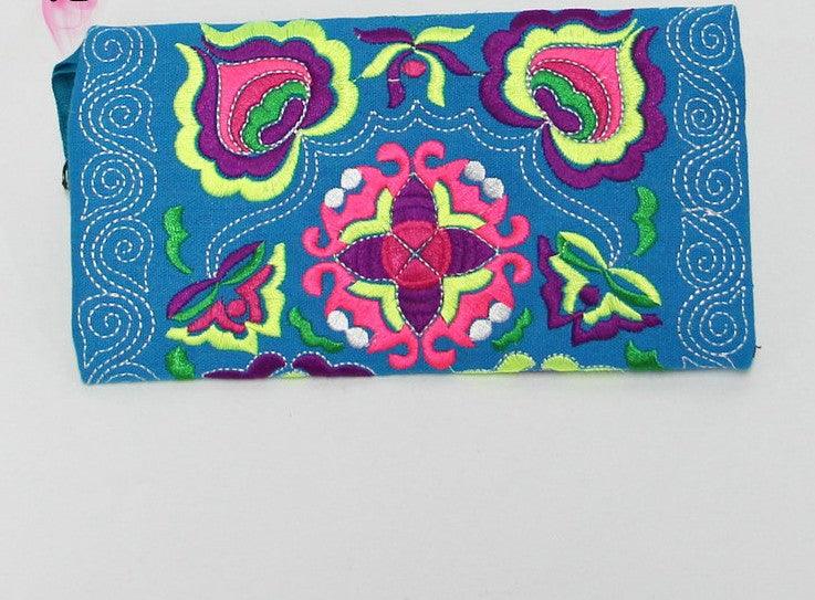 Women Ethnic Handmade Embroidered Wristlet Clutch Bag Vintage Purse Wallet - melvincucci